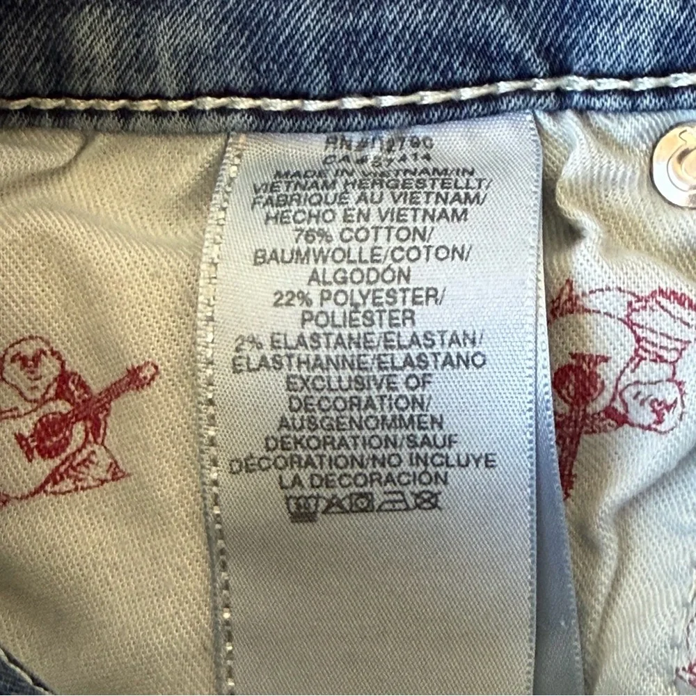 TRUE RELIGION  Geno Relaxed Slim Jeans Mens 32x31 Blue World Tour Horseshoe Flap